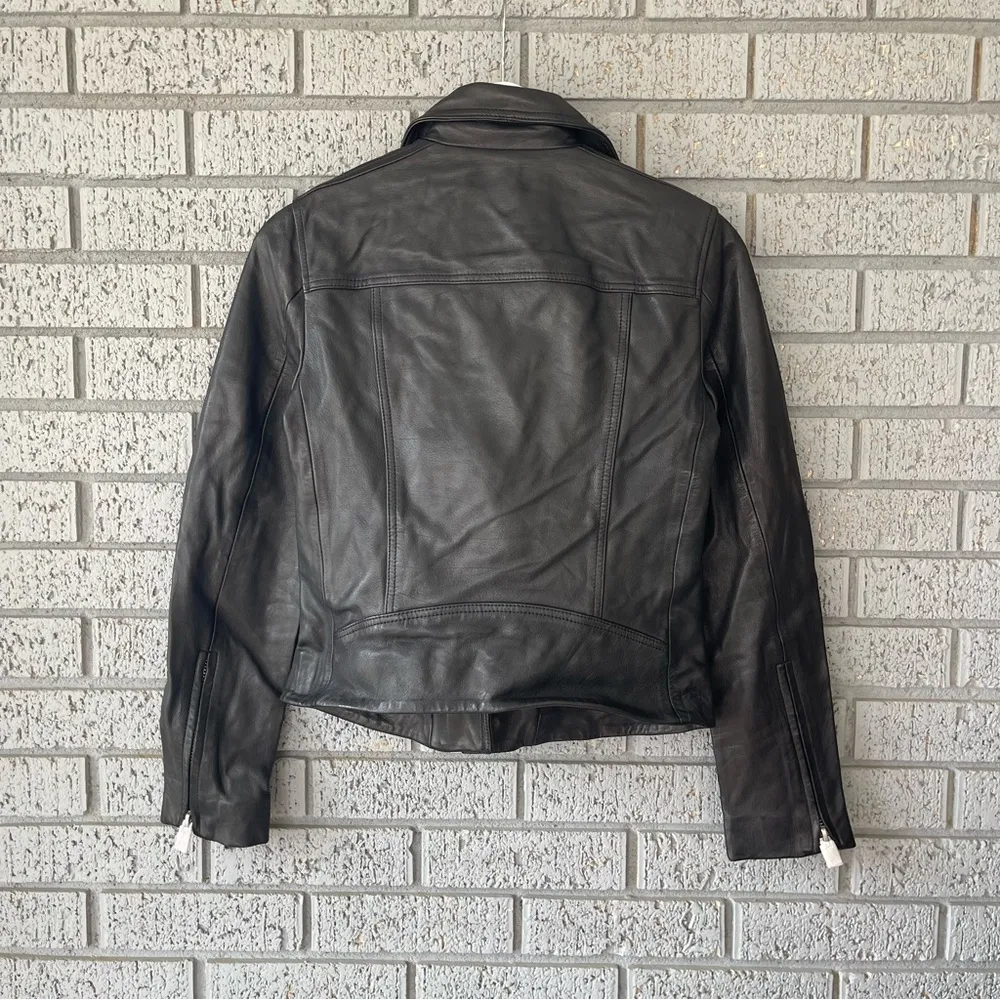 NWT AllSaints Dalby Slim Fit Leather Biker Jacket Black Size 4 - Image 10