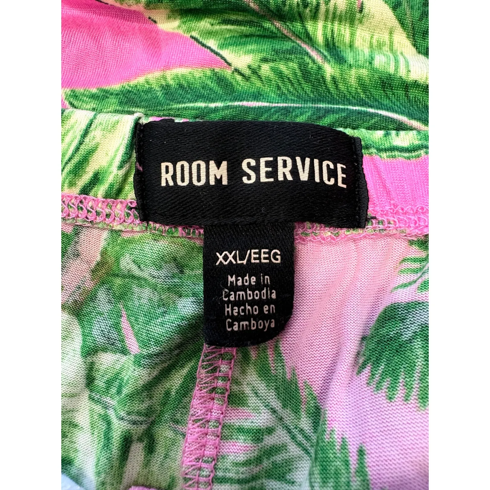 Room Service Women's Pink Palm Tree Pajama Set Loungewear XX Large Size XXL - Image 6