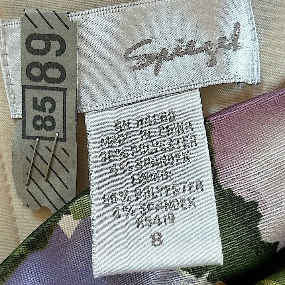 Vintage Spiegel 90’s satin floral Fairycore midi cocktail bow detail dress Sz 8 - Image 10