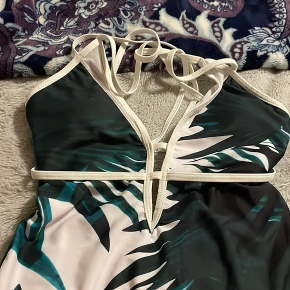 New With Bag Davi & Dani Palm Tree Swimsuit Sz S Resort Vacation Beach - Image 3