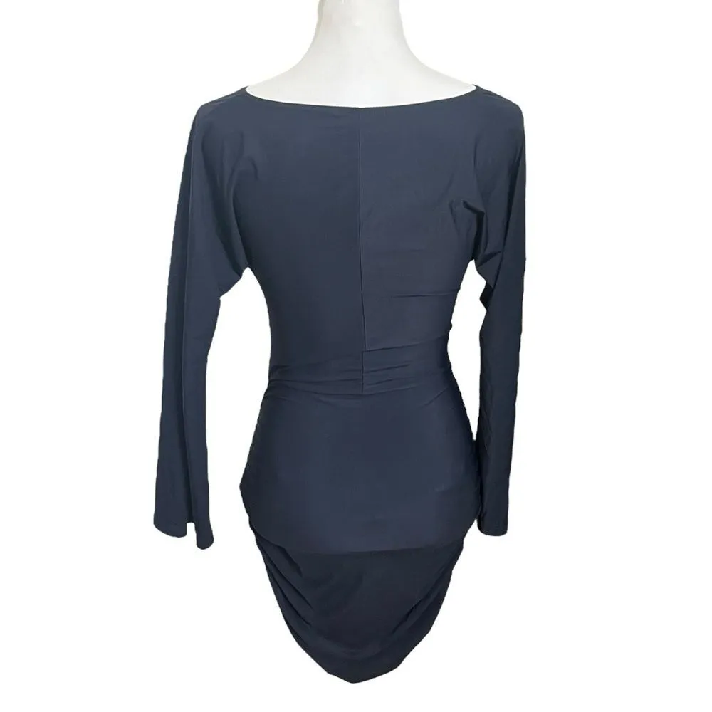 Ciao Lucia Bari Mini Dress Women’s Size XS Black Ruched Long Sleeve Nylon - Image 5