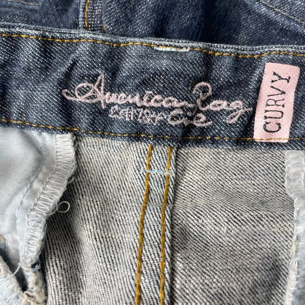 Cie Shorts Women Curvy Dark Wash Denim Stretch Pleated Y2K Sz 9 - Image 7