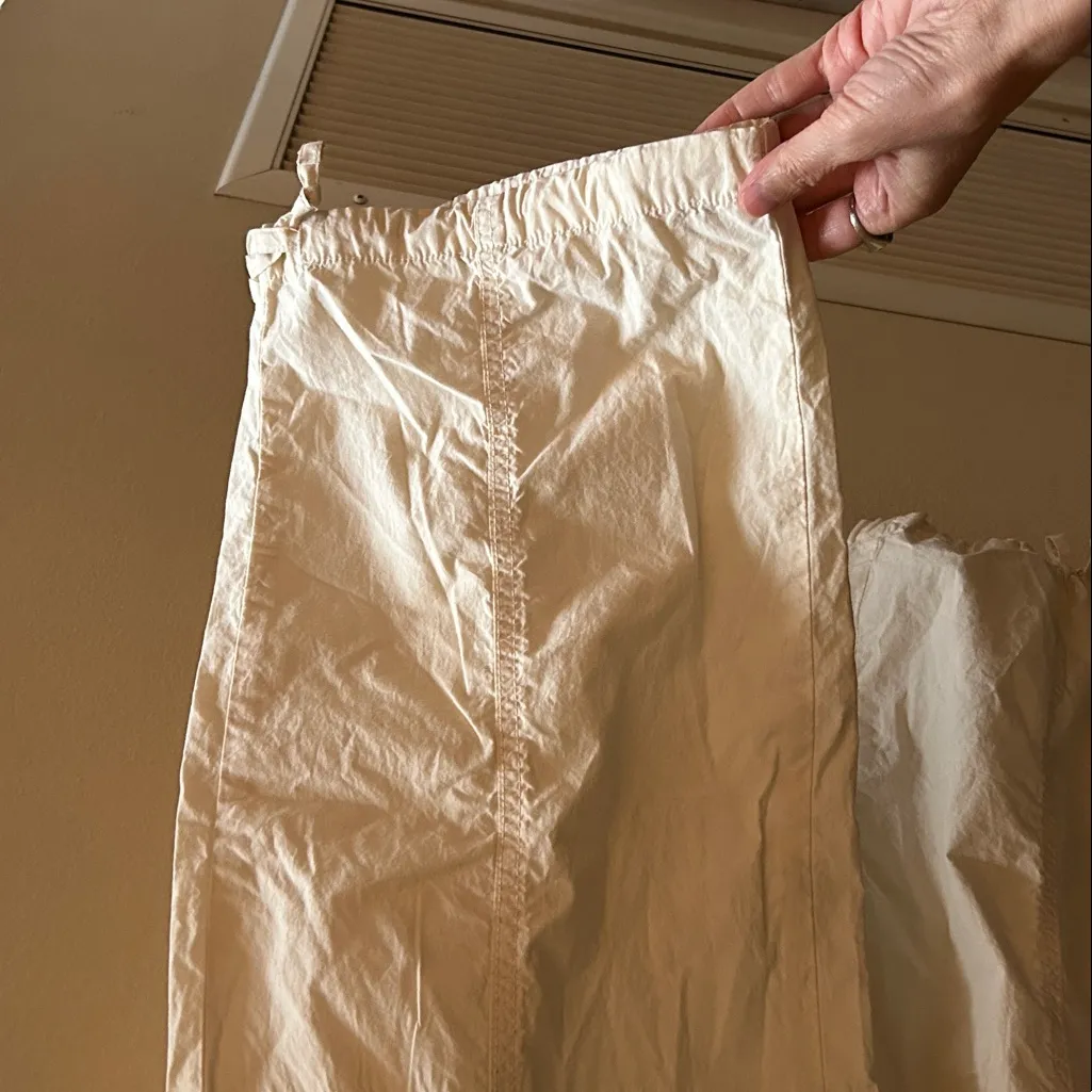 NWT Aerie High Waisted Go-For-It Baggy wide comfy Cargo Pant cream XS - Image 9