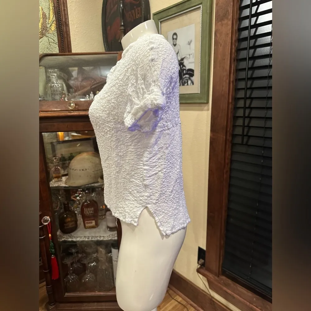 EUC Anthropology Jane + Delancey White Gauze crop top white sz L Size L - Image 2