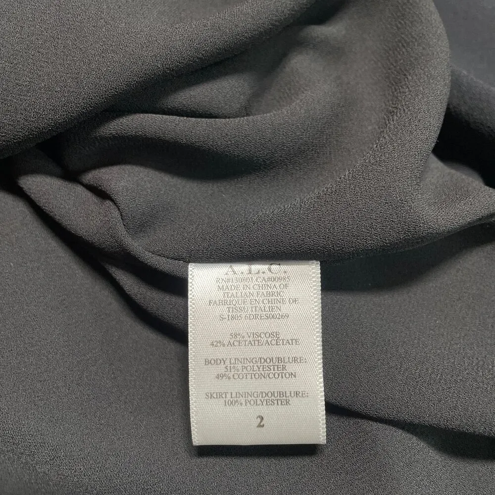 ALC Roya Dress 2 Black Twist Front Strapless Midi Classic Cocktail Party Formal - Image 4