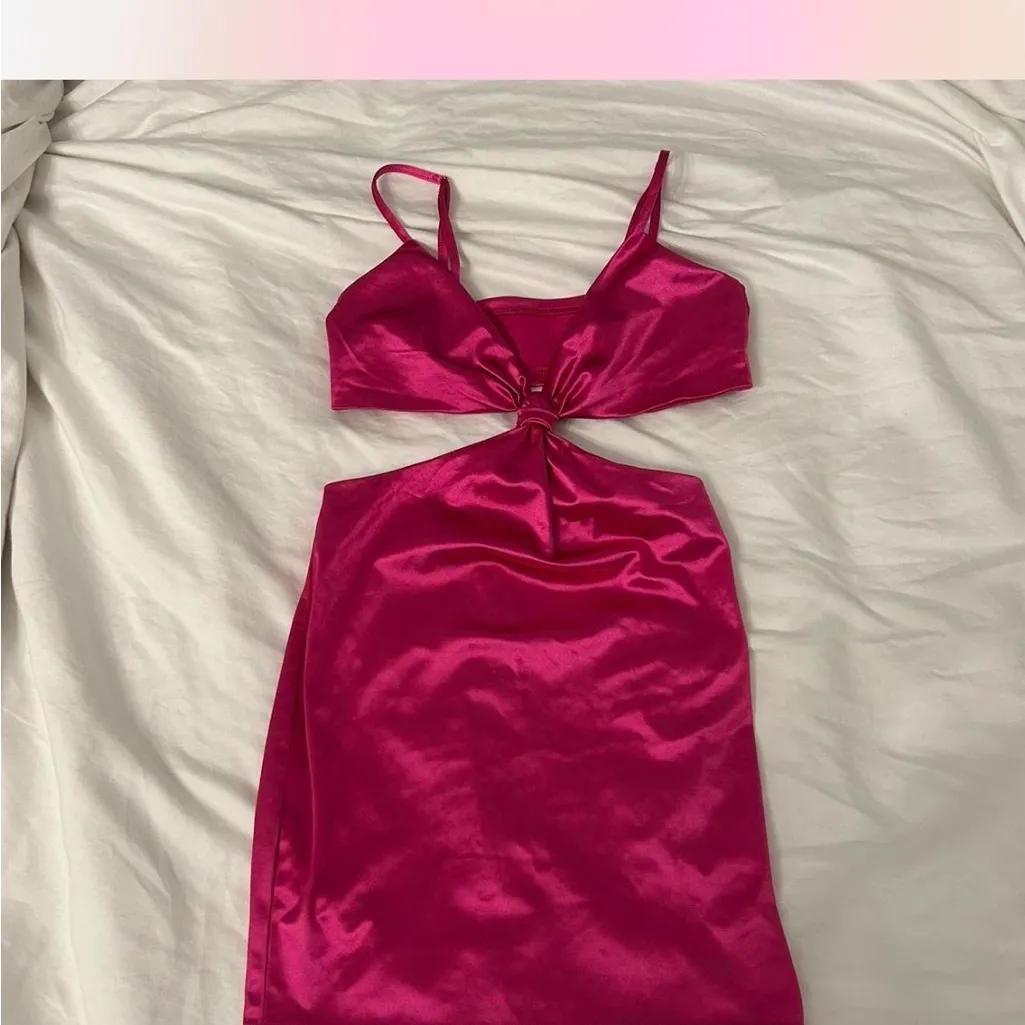 Pink Satin Mini Dress - Image 5