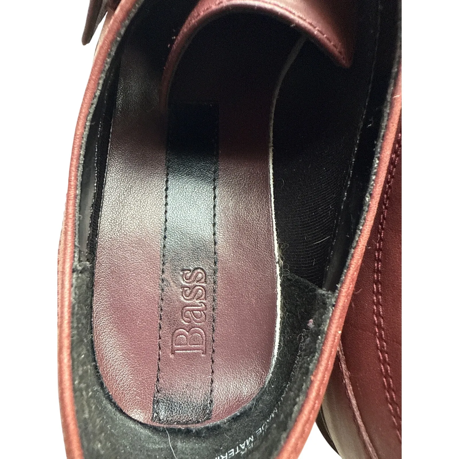 Vintage 90s Bass Chunky Monk Strap Oxford Loafer in Burgundy Size 8.5 Red - Image 4