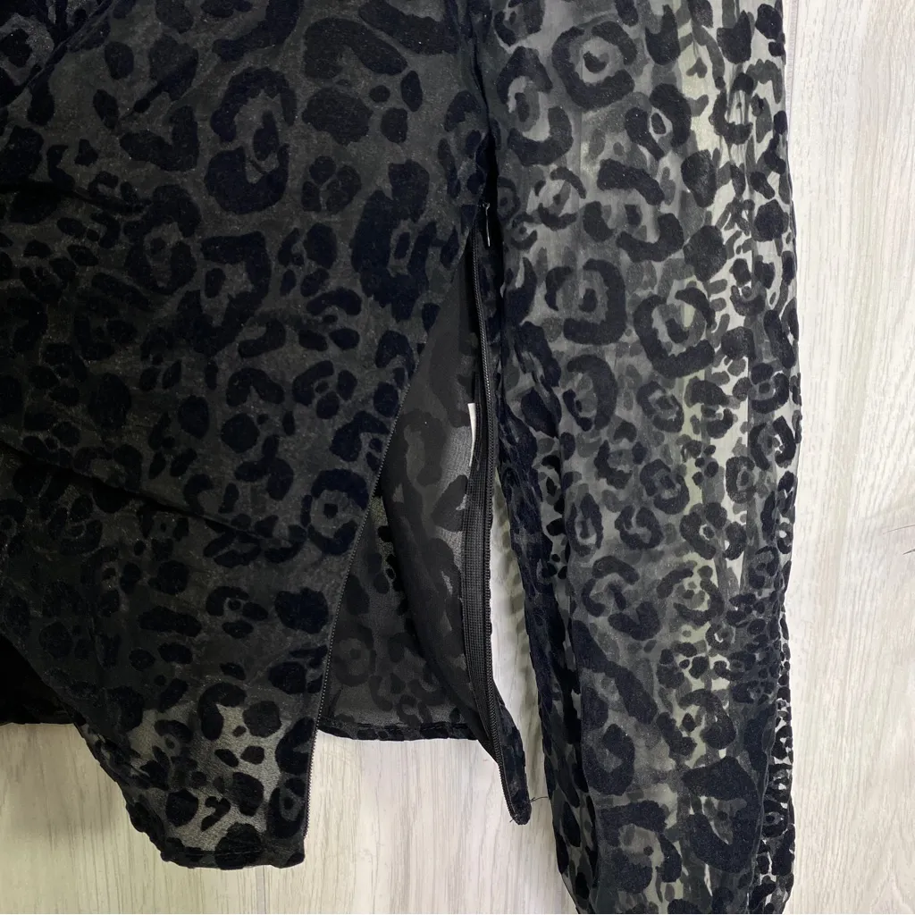 Zara Organza Velvet Animal Print Puff Sleeve Top size M Medium - Image 12