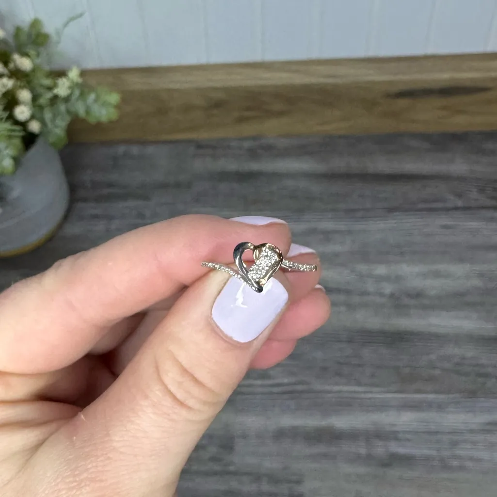 1/10 Carat CTTW Diamond Two Tone Heart Ring Sterling Silver Rolled Gold Size 7 - Image 10