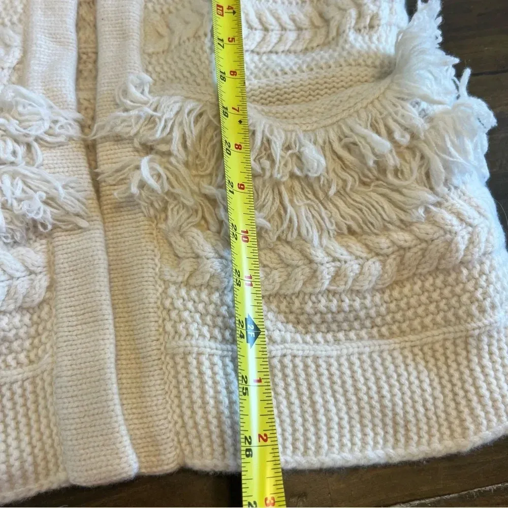 Madewell Desert Valley Fringe Cardigan Cream Western Boho Coastal Grandma Knit M - Image 9