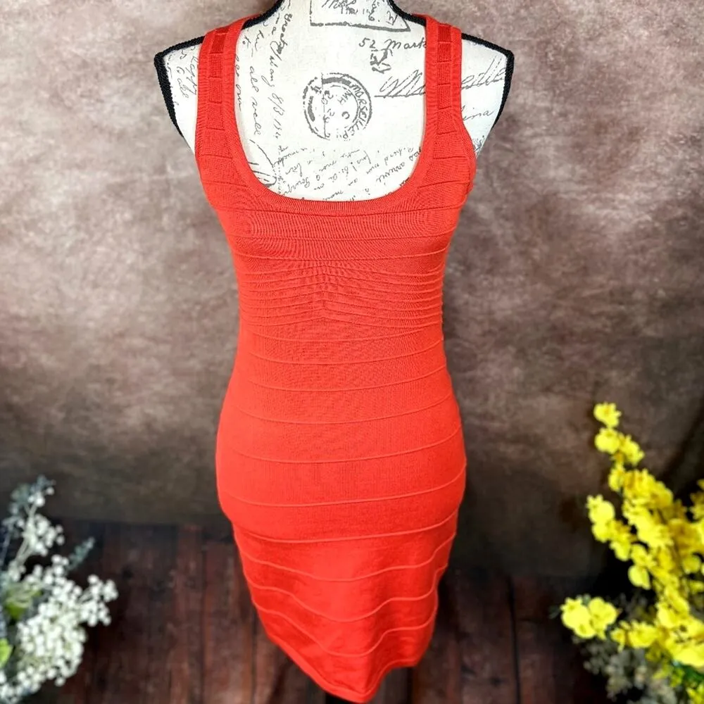 Romeo & Juliet Couture Bodycon Ribbed Racerback Mini Dress Red L - Image 3