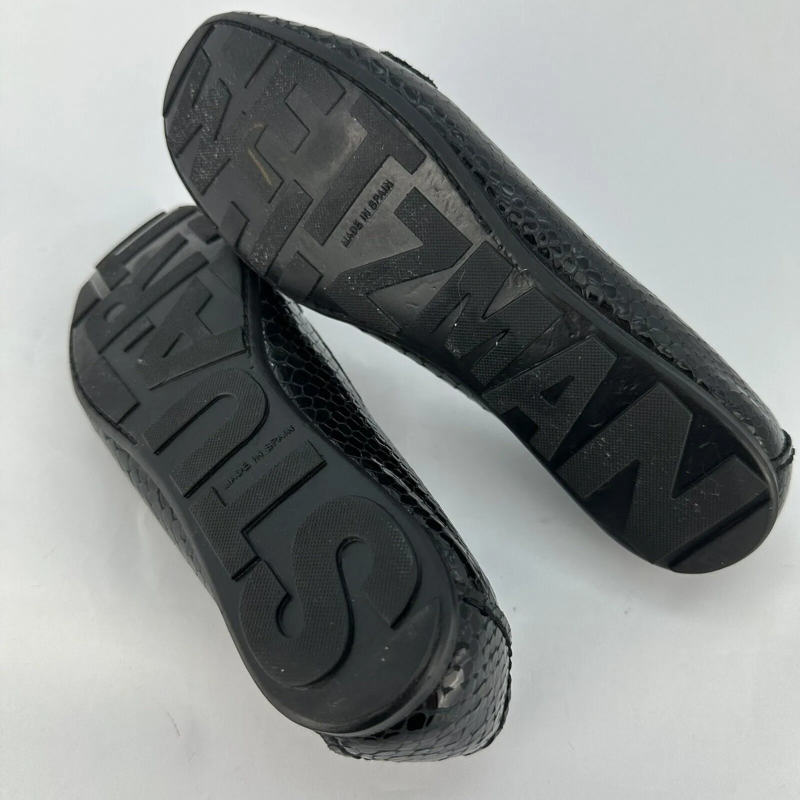 Stuart Weitzman Women’s  Black Leather Snake Skin Loafers Buckle - Image 10