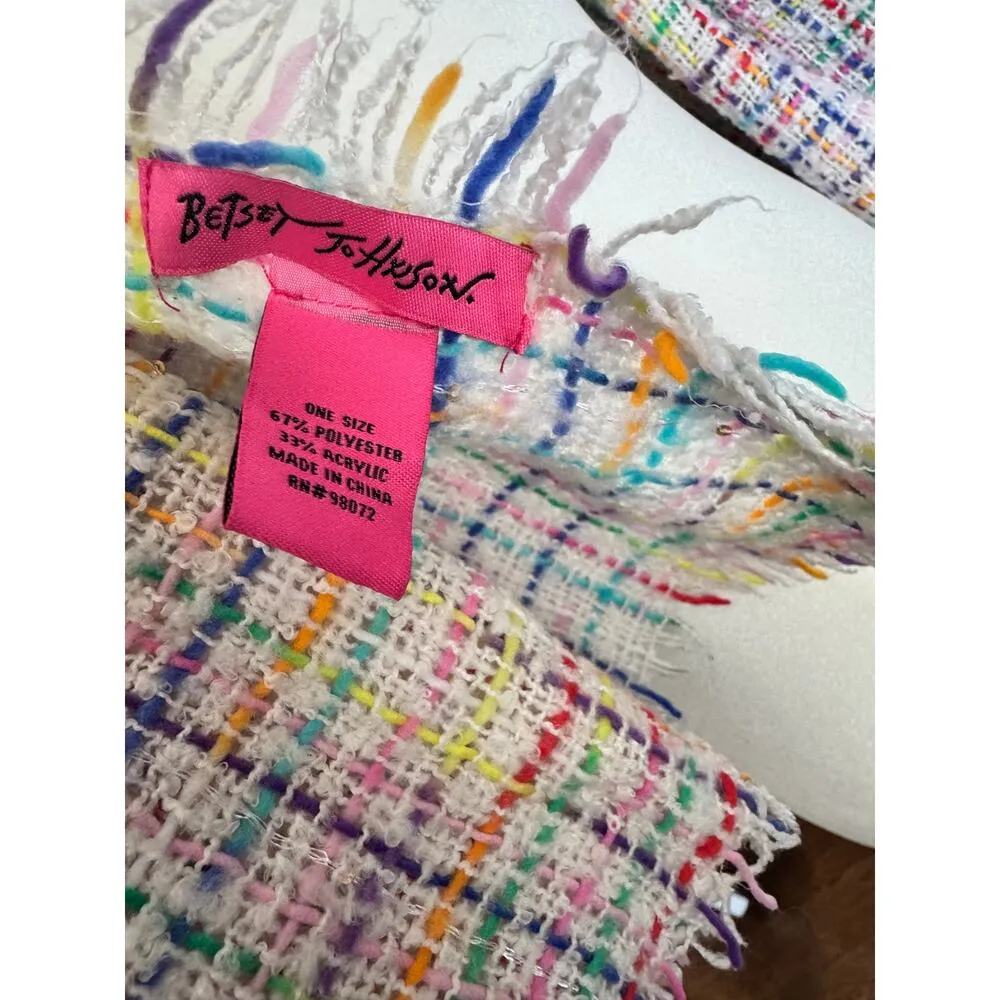 BETSEY JOHNSON Blanket Wrap/Shawl in Colorful Plaid and Ivory Print - Image 6