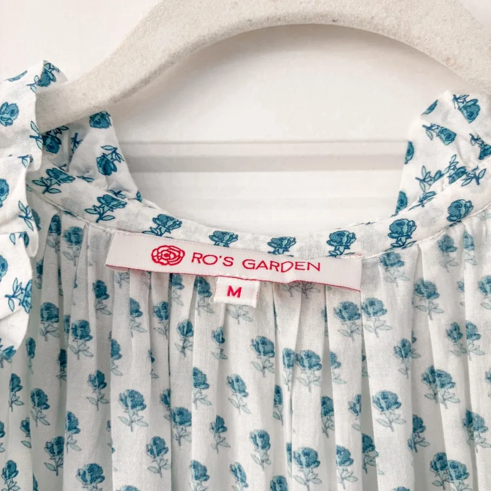 Ro's Garden Sasha Dress Turquoise Pomme Floral Blue Size M - Image 4