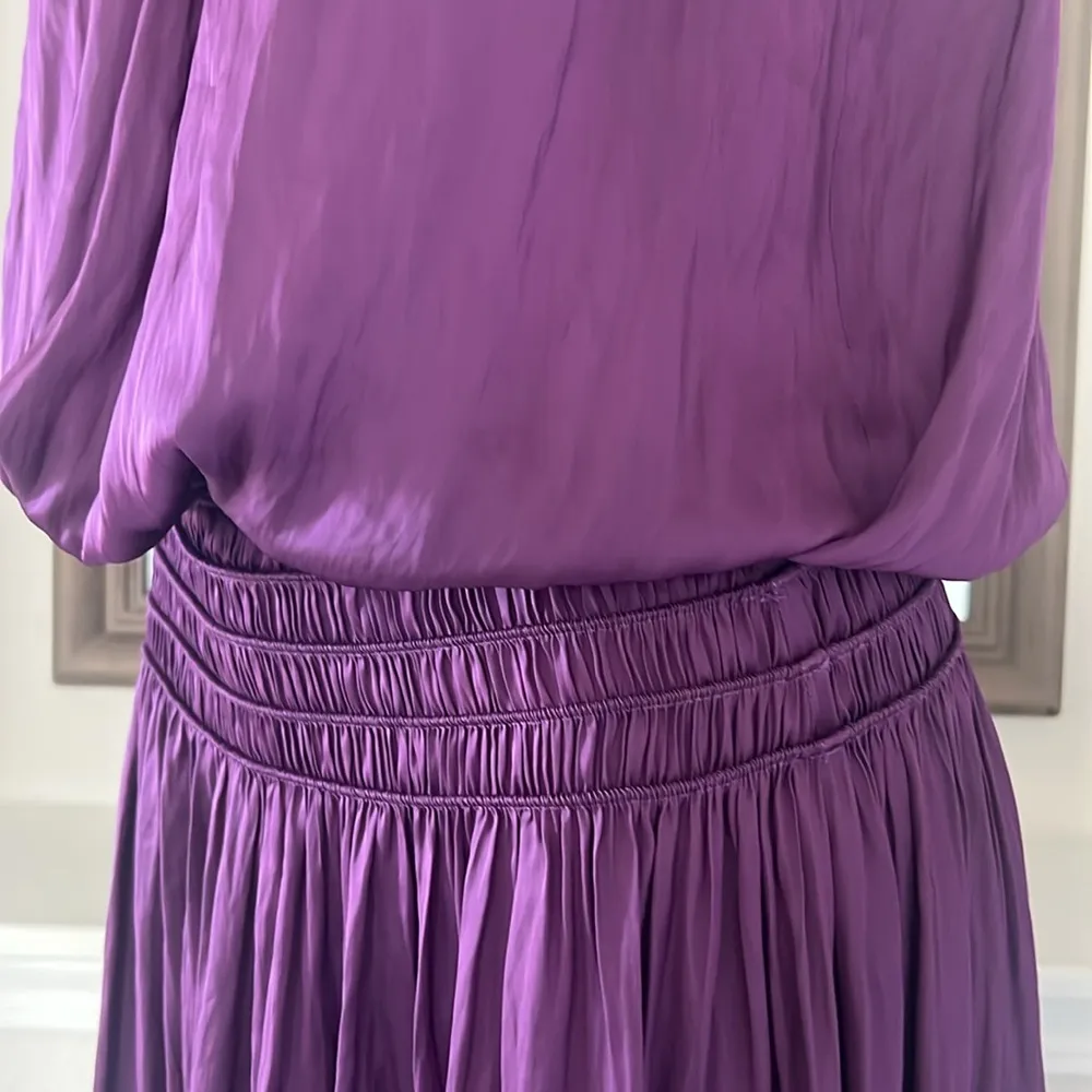 Ramy Brook Shiny Audrey Sleeveless Blouson Dress in Purple Size L New w/Tag $445 - Image 10