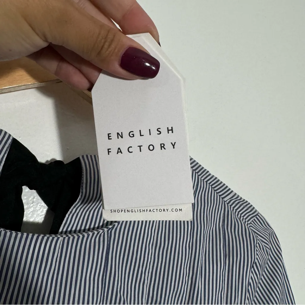 English Factory Pleated Stripe Top with Back Ribbon Blue/White NWT Size XS - Image 9