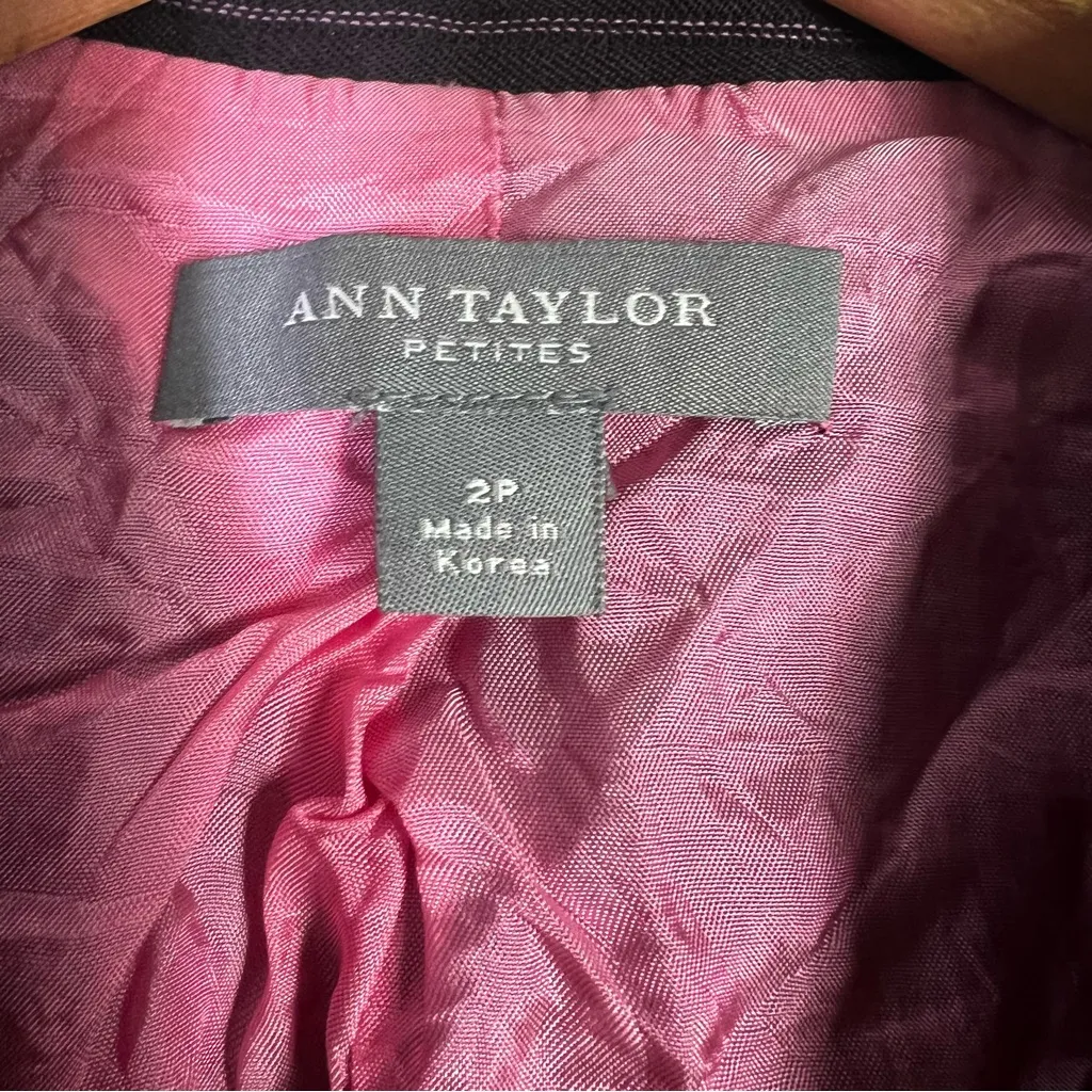 Ann Taylor Wool Blazer Pants Suit Set Womens 2P Plum Purple Pink Career Lined - Image 10