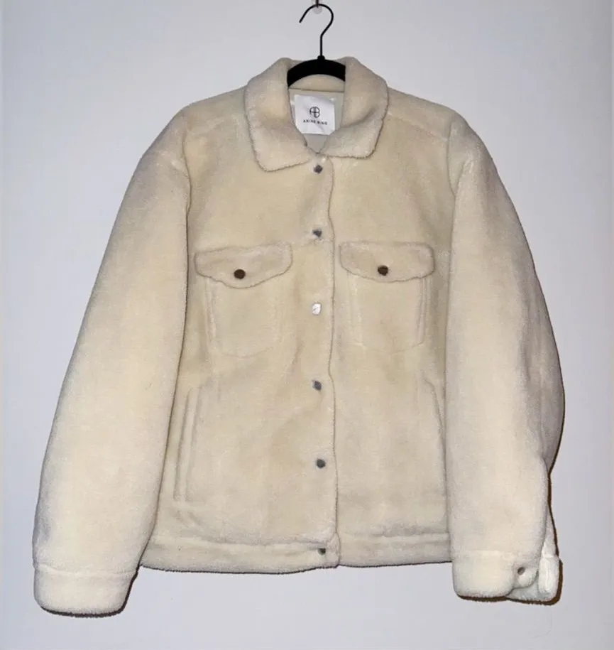 Anine Bing faux shearling oversized bomber jacket apres ski cabincore teddy - Image 1