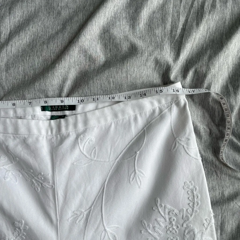 Lauren Ralph Lauren Floral Embroidered Pants White Womens Size 10 Preppy Beach - Image 12