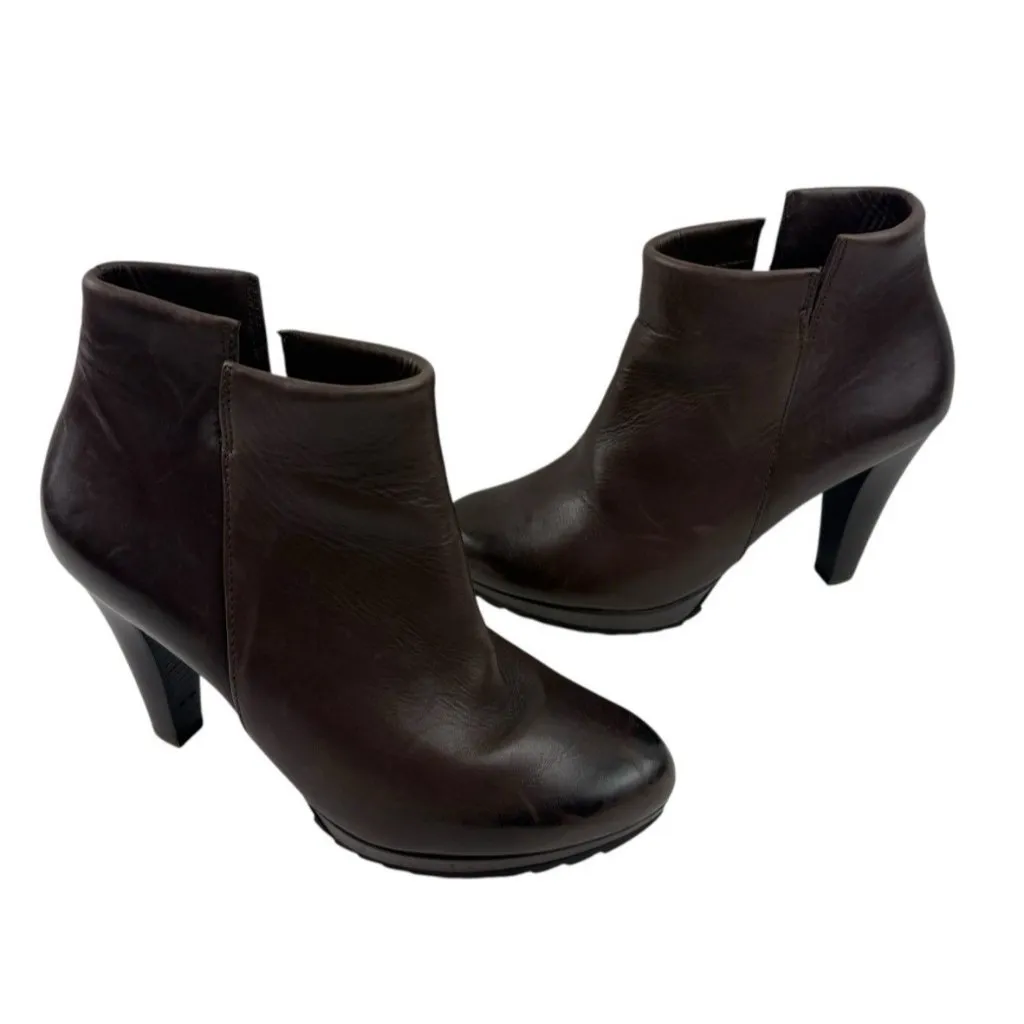 *Paul Green Alexa Boots Womens Size 5 Ankle Heeled Brown Leather Quiet Luxury - Image 4