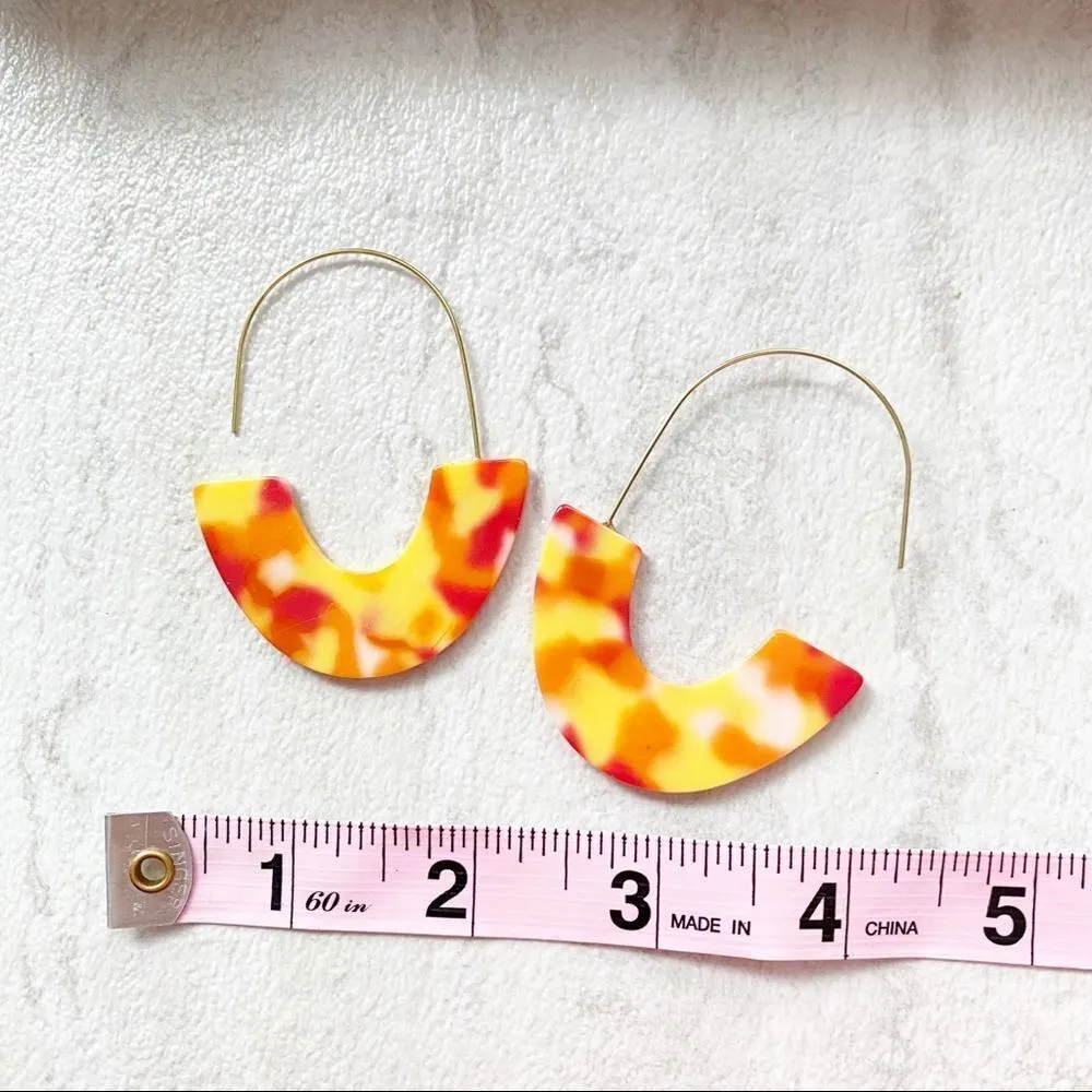 Crescent Orange & Yellow Tortoise Acrylic Earrings Yellow - Image 5