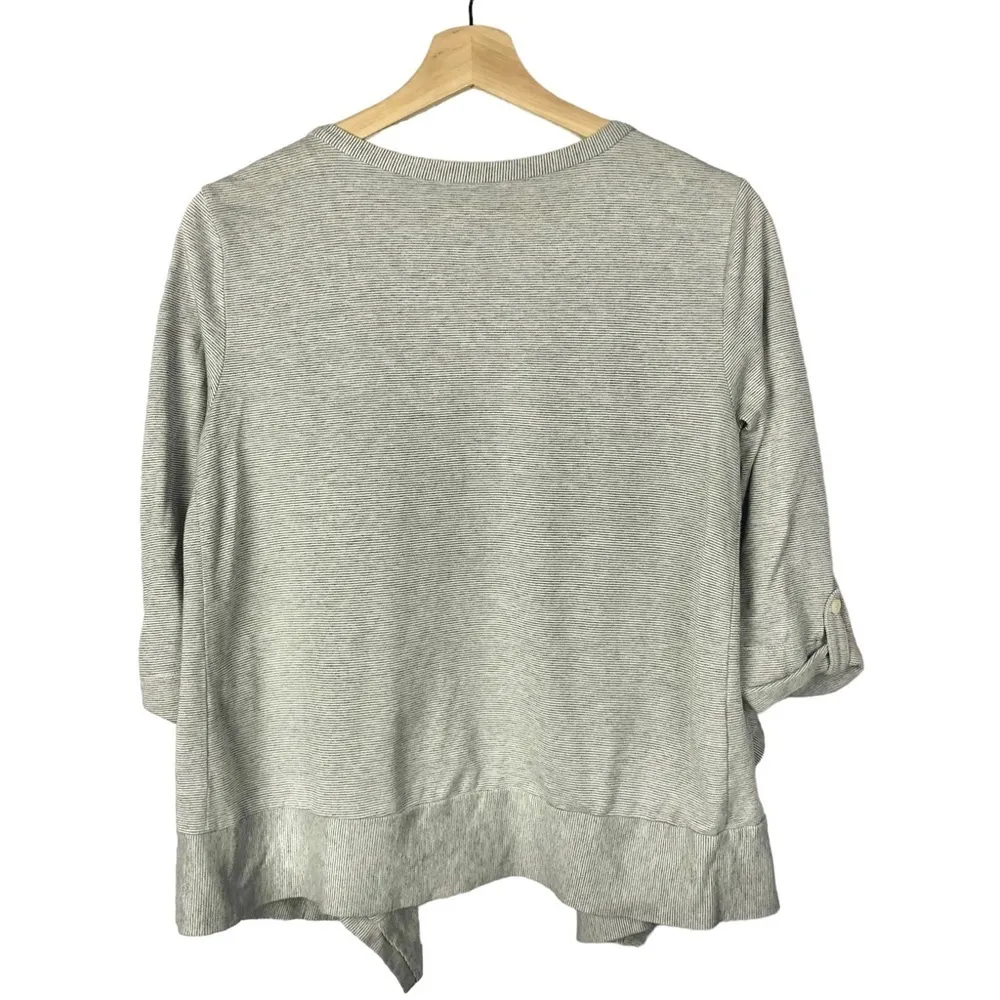 Ann Taylor LOFT Light Gray Half Sleeve Drape Front Cardigan Sweater S - Image 2
