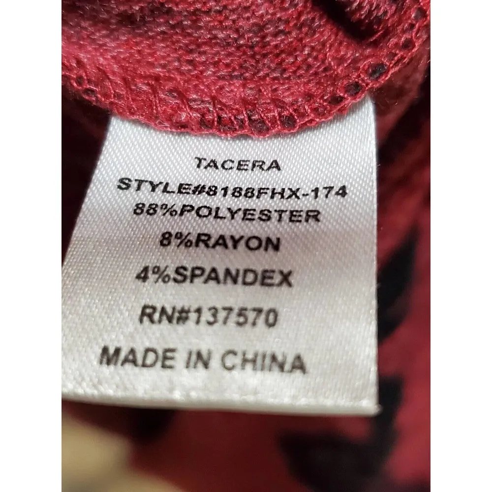 Tacera Women's Maroon Polyester Round Neck Long Sleeve Knee Length Dress Size 2X - Image 9