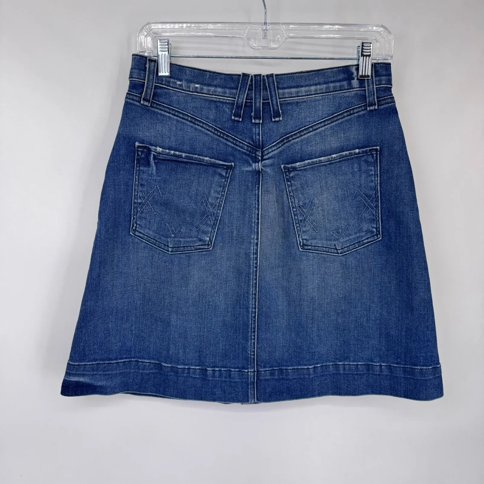 mcguire denim Blue Jean Button Front Skirt Womens 28 Denim Distressed Pockets - Image 6