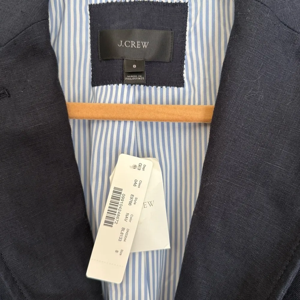 NWT J. Crew Rhodes Blazer Navy Blue Linen Women’s 8 - Image 5