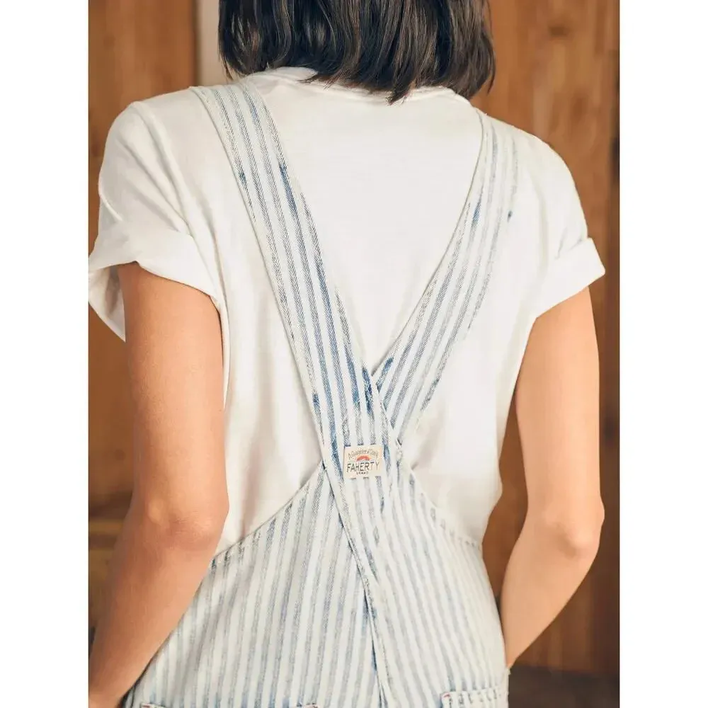 Faherty  Topsail Striped Train  Distressed Straight Leg Overall Size Medium - Image 2