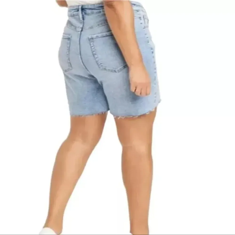 Womens High Rise Relaxed Fit Bermuda Jean Denim Shorts Plus Size 26 - Image 2