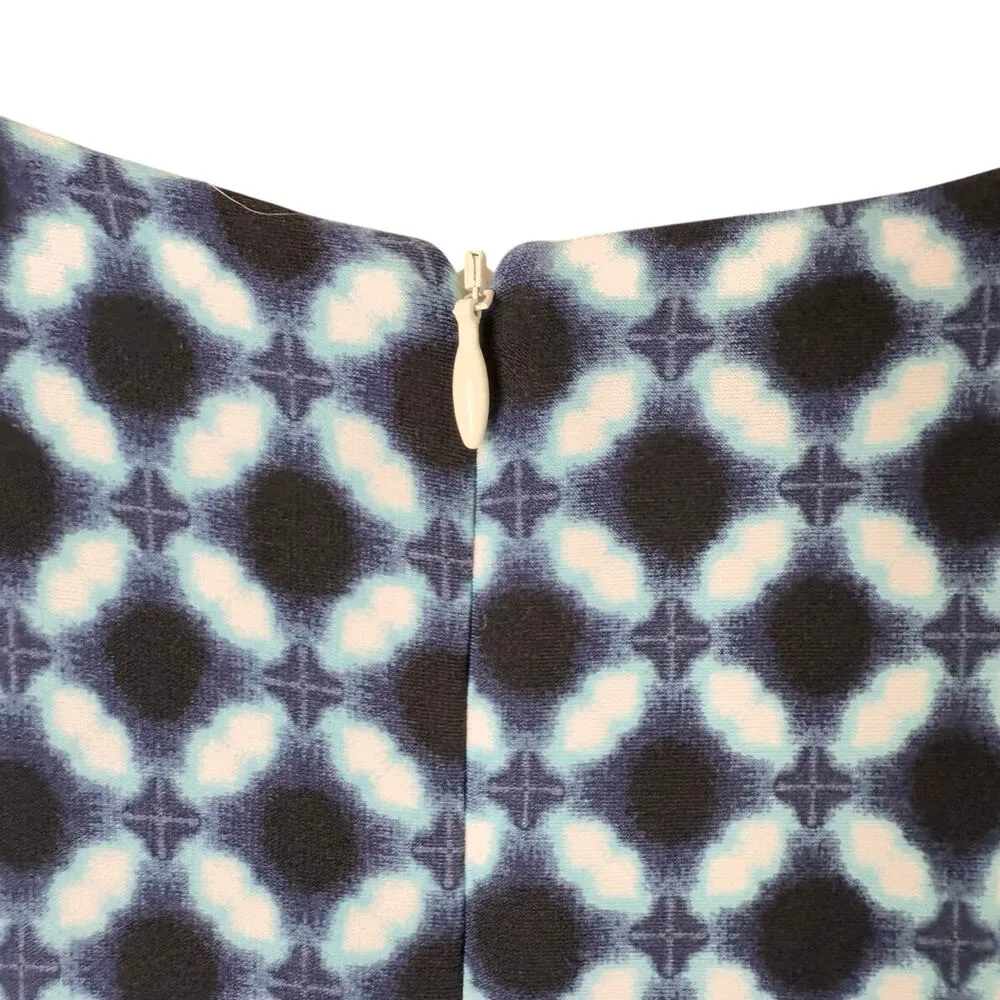 Joseph‎ Ribkoff Blue Geo Print Sheath Midi Dress V-Neck Sleeveless, Size 14 - Image 11