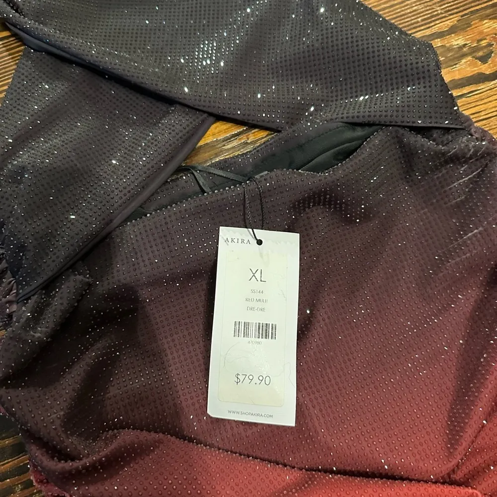 AKIRA NWT Black and Red ombré Ruched Halter Criss Cross front  Dress - Image 4