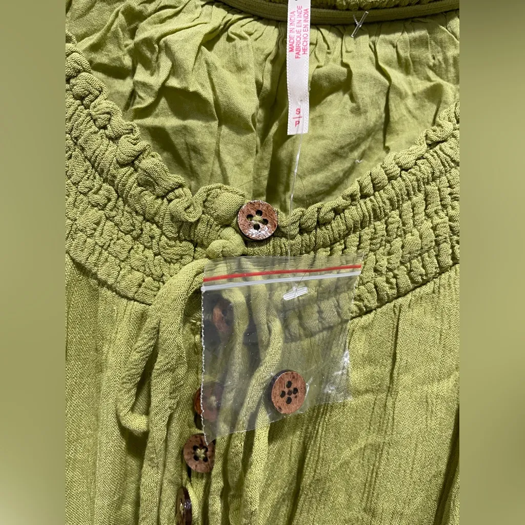 Free People Dream On Maxi Dress Olive Gilded Line Size S - Image 5