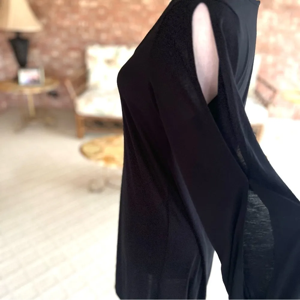 Lascana Venus Dress Split Sleeve Knit Mini Black XS Cocktail Mini Chic Glam Mod - Image 8