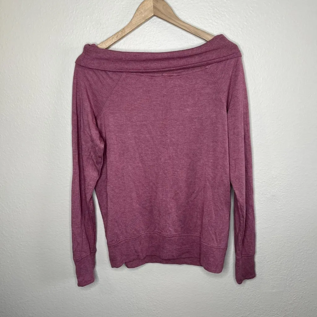 Athleta Womens Off-The-Shoulder Studio Barre Long Sleeve Sweatshirt Small - Image 5