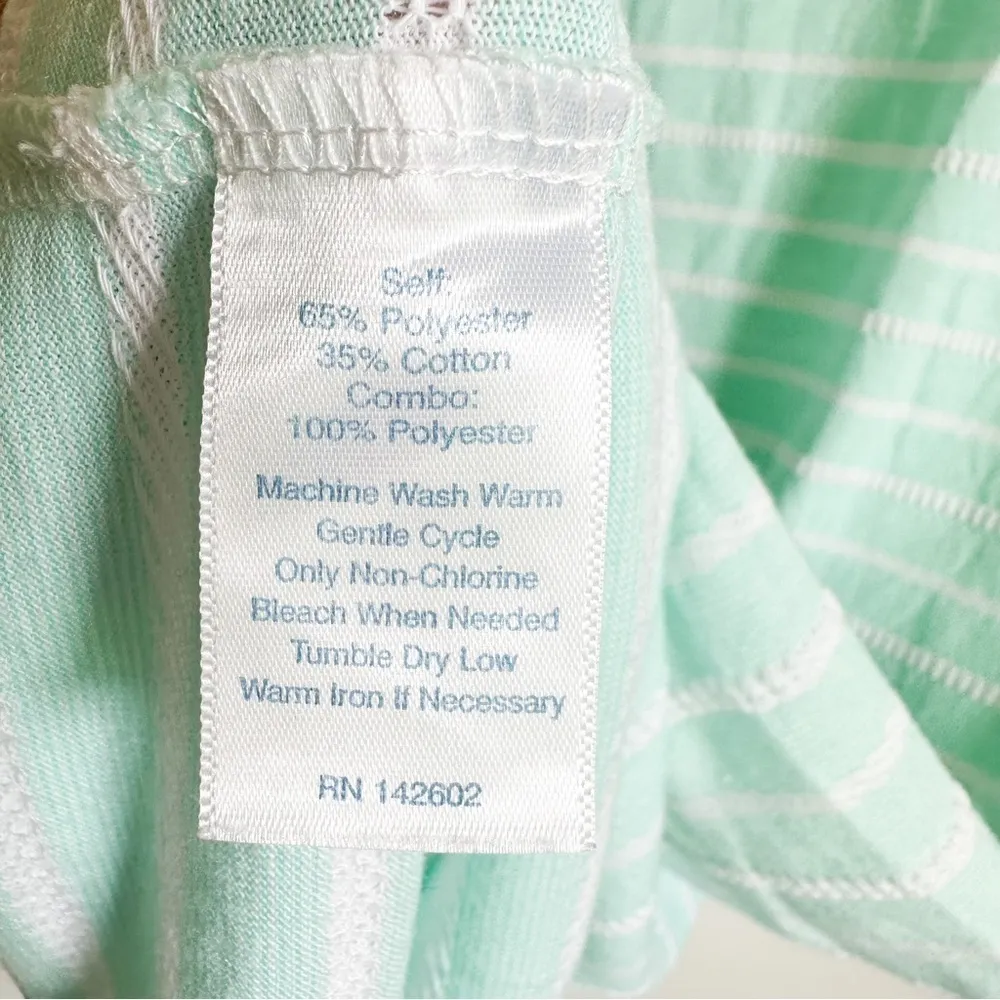 Sail to Sable Mint Green Blue Striped Short Sleeve Dress Textured sz Large - Image 6
