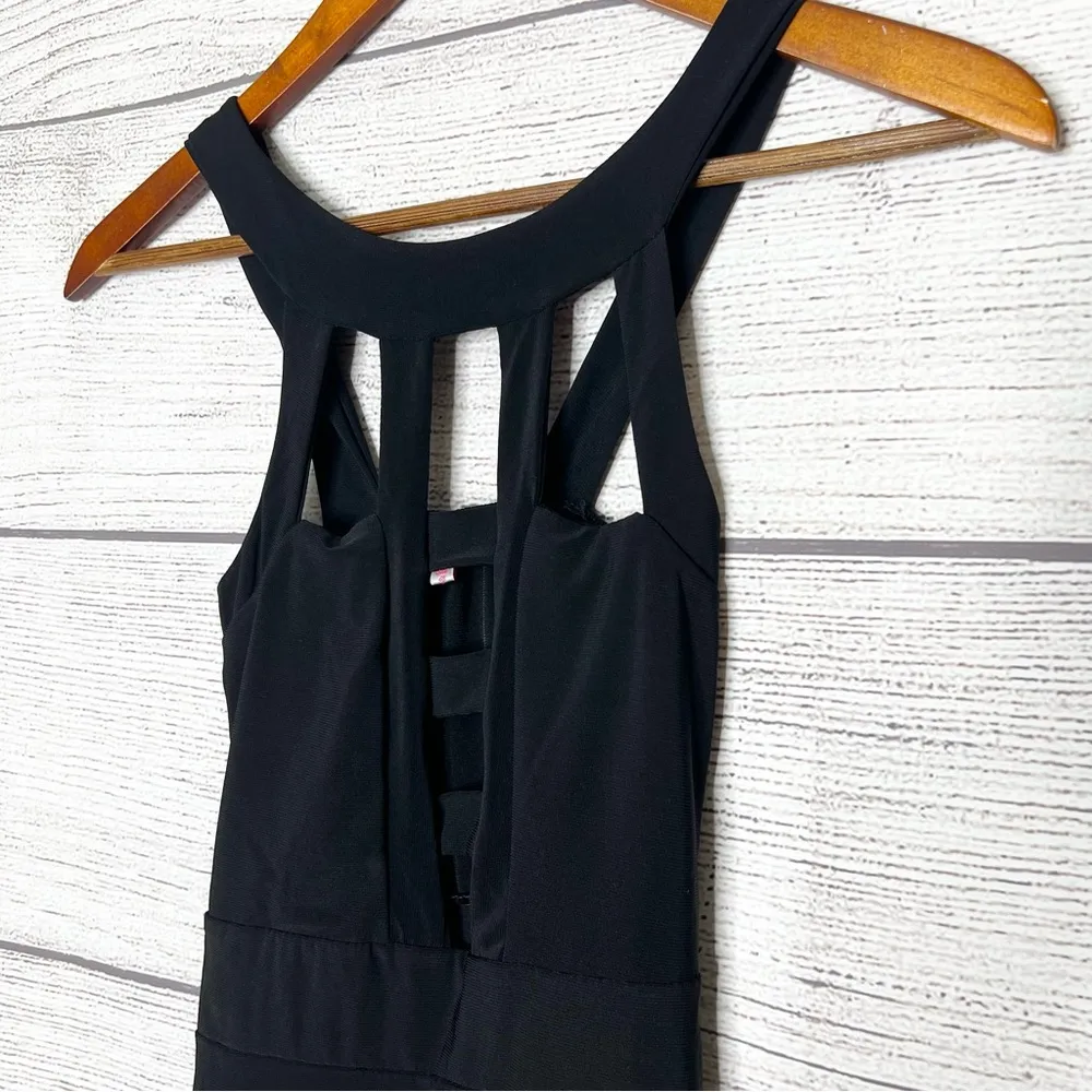 Stretchy Black Sleeveless Cut Out Bodycon Mini Dress Size XS - Image 2