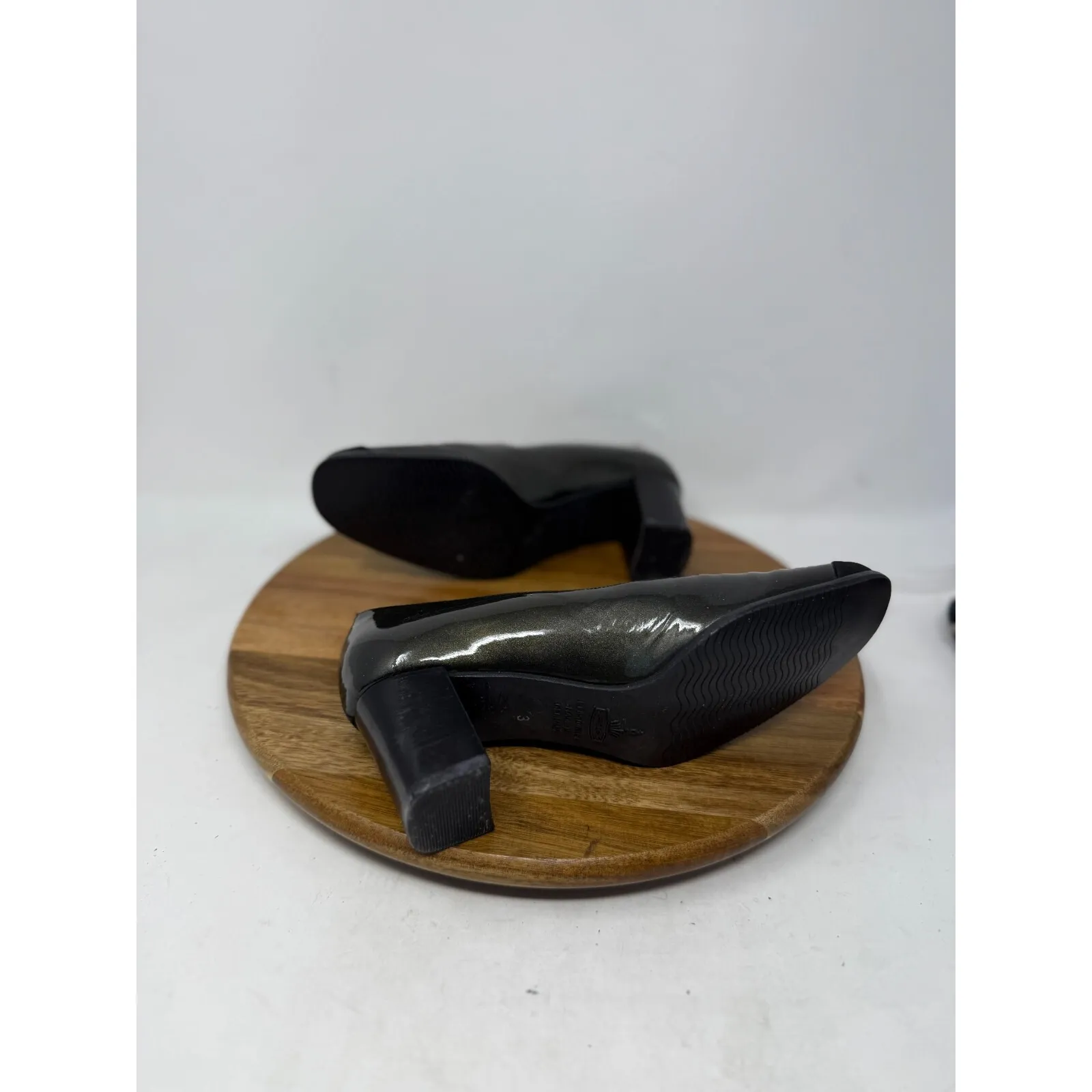 Peter Kaiser Pumps Womens Colorblock Black Patent Leather Block Heel‎ Size 5.5 3 - Image 2