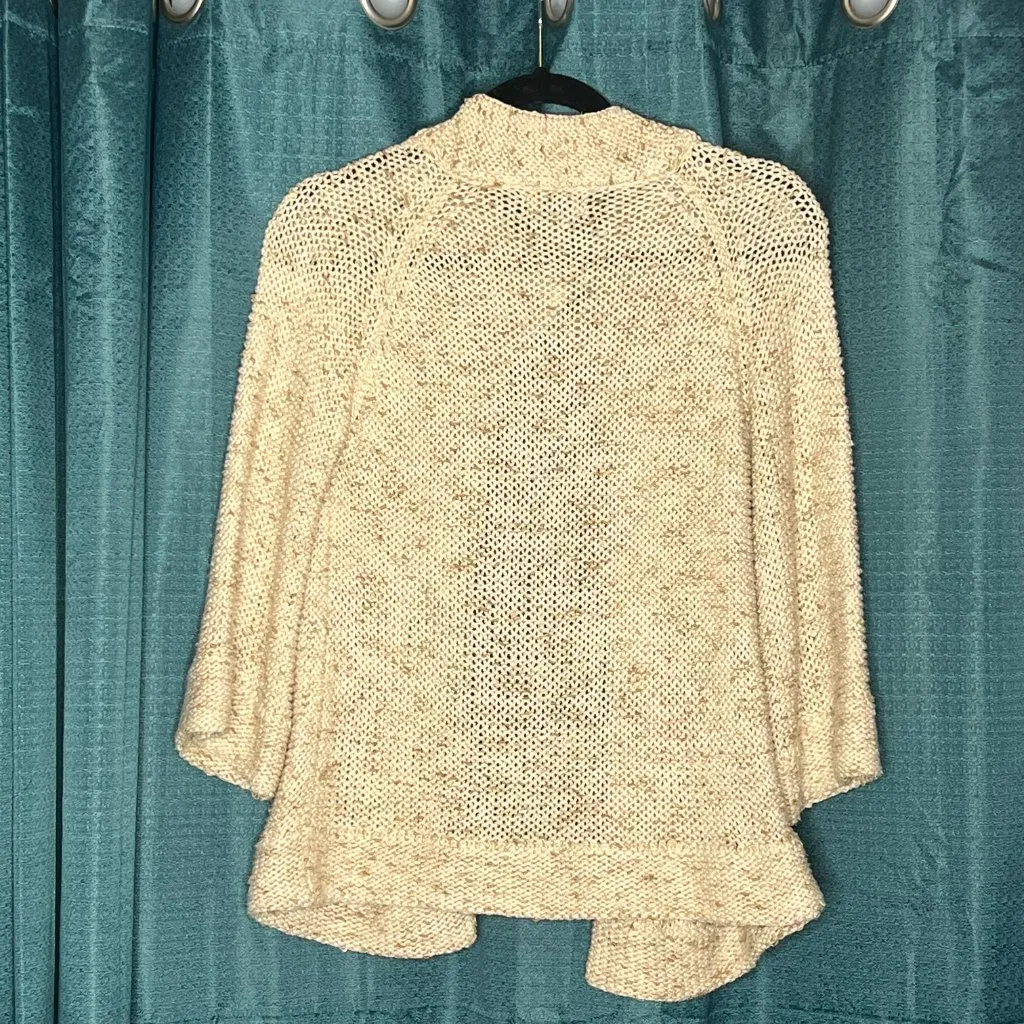 BCBGMaxAzria Vintage Cream Knit Cardigan Vintage Grandma Core Chunky Sweater L - Image 4
