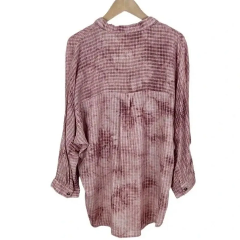 Anthropologie Holding Horses Plaid Bleach Dye Popover‎ Top Size XS - Image 6