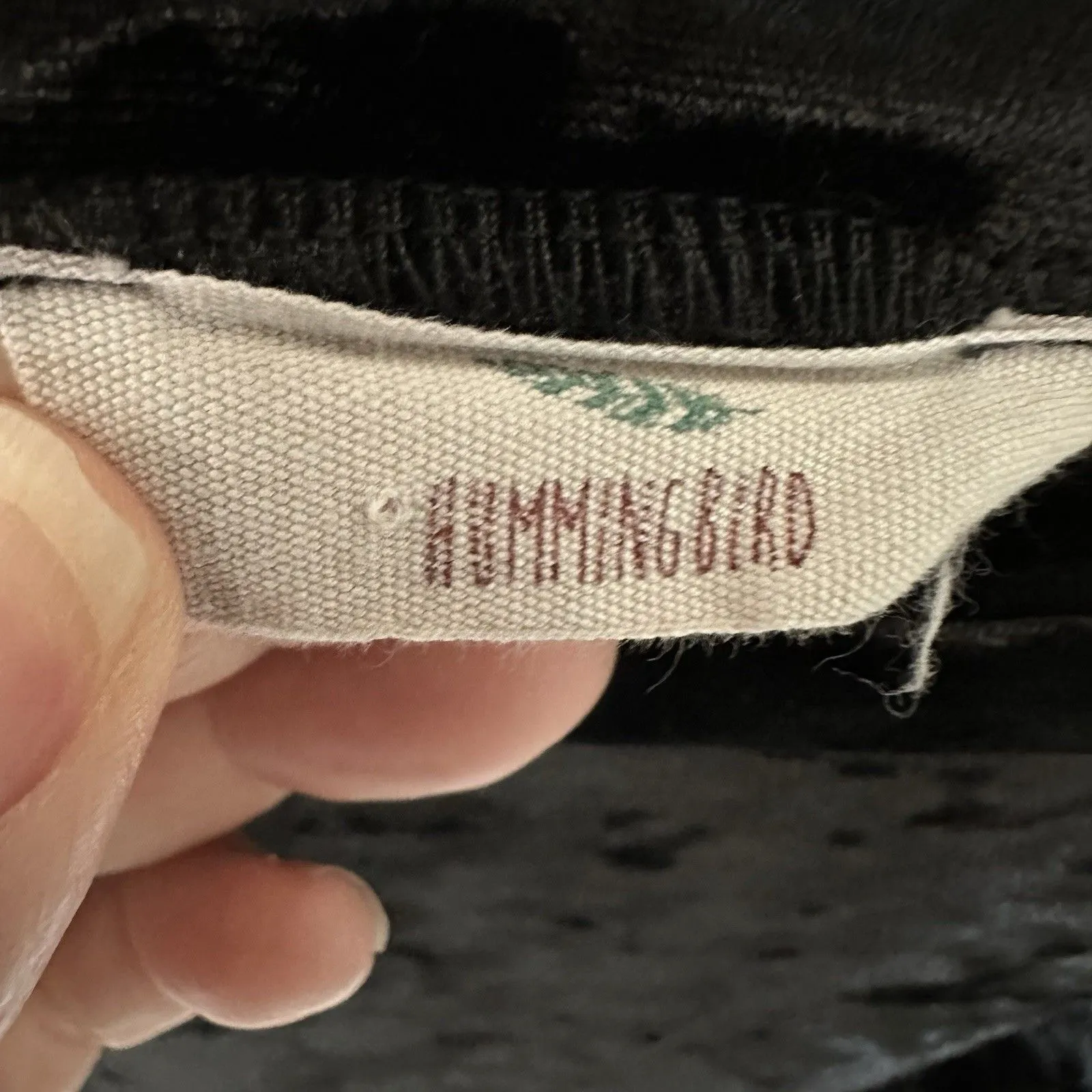 Black Velvet Short Sleeve Top Med Gothic Witchy Dark Vamp Whimsy Twist Front Hem - Image 2