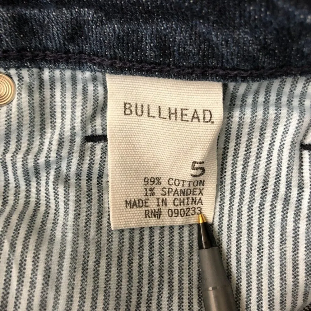 Bullhead Womens Denim Jean Shorts Cuffed Dark Wash Stretch 5 Blue Size undefined - Image 4