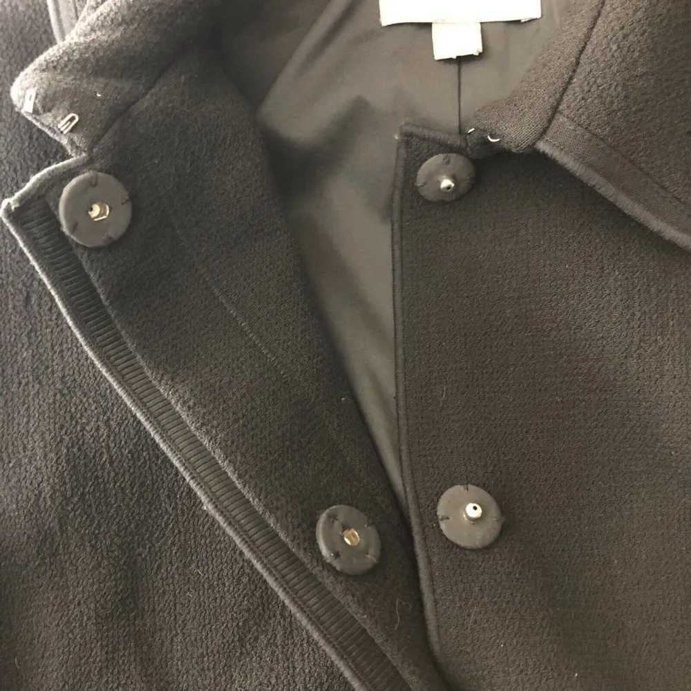 Ann Taylor Womens Jacket Snap Button Wool Bow Lined Black 6P - Image 3