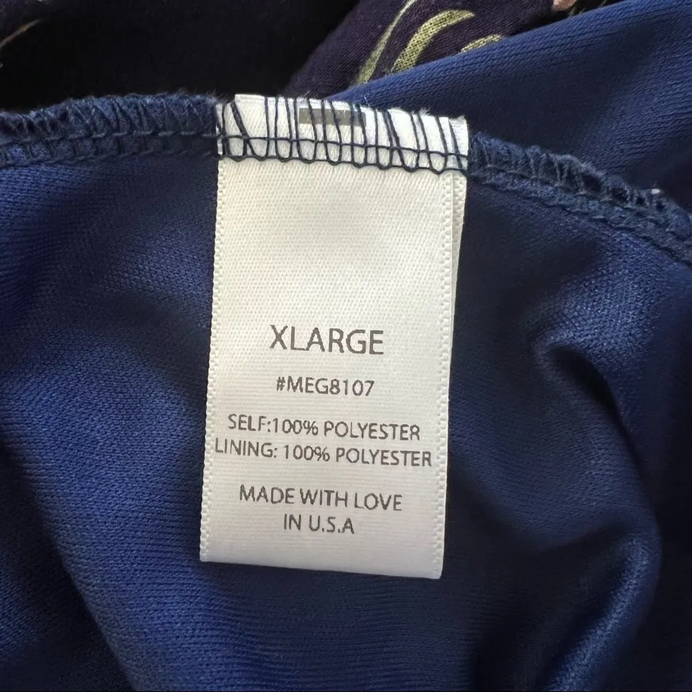 Meghan LA Floral Maxi Dress Navy Lilypad Split Neck Size XL EXCELLENT! $399 - Image 13