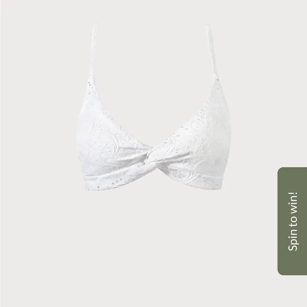 Berlook Textured Twist Bralette Bikini Top and Textured Tie Bikini Bottom 22 White Size M - Image 9