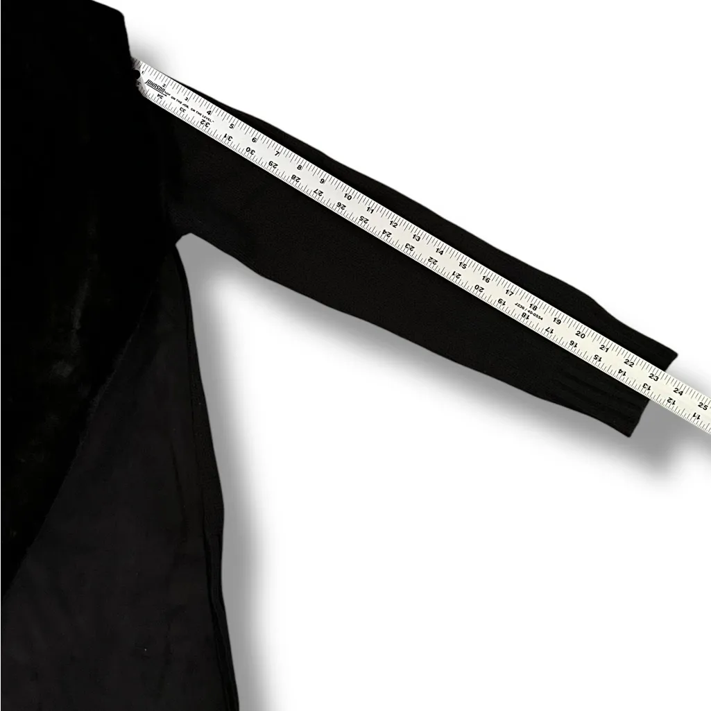 Maurices Faux Fur and Faux Suede Knit Sweater Black Open Front Women's Size M - Image 5