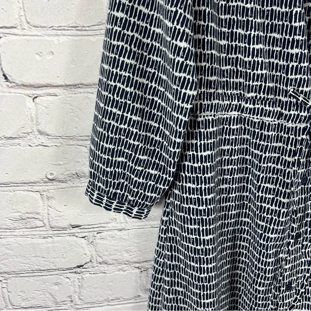 Banana Republic Black & White Button Front Drawstring Tie Waist Maxi Dress (E16) - Image 6