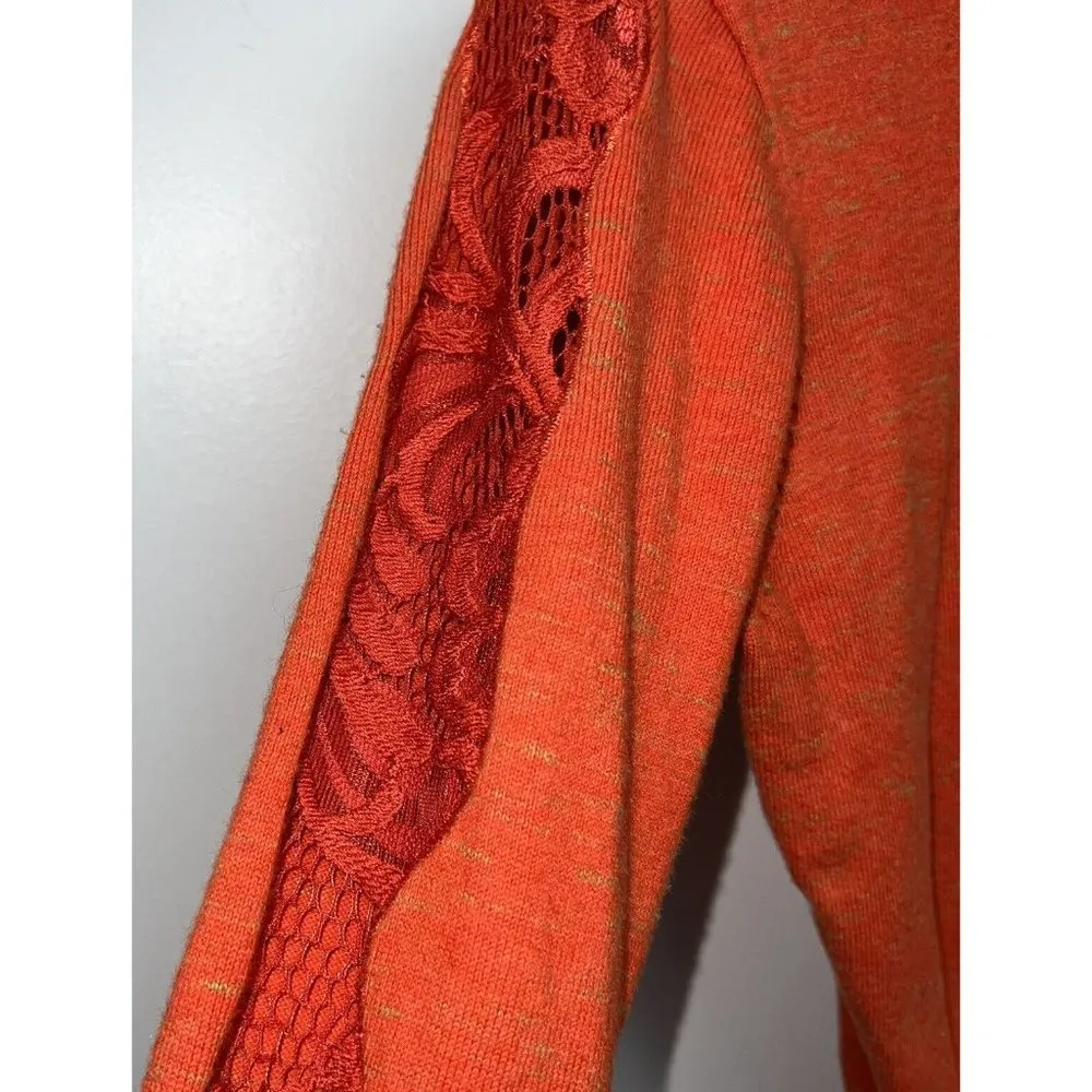 Cabi #3123 Womens Orange Lace Cut Out Sleeve Button Up Cardigan Sweater Size XS - Image 3