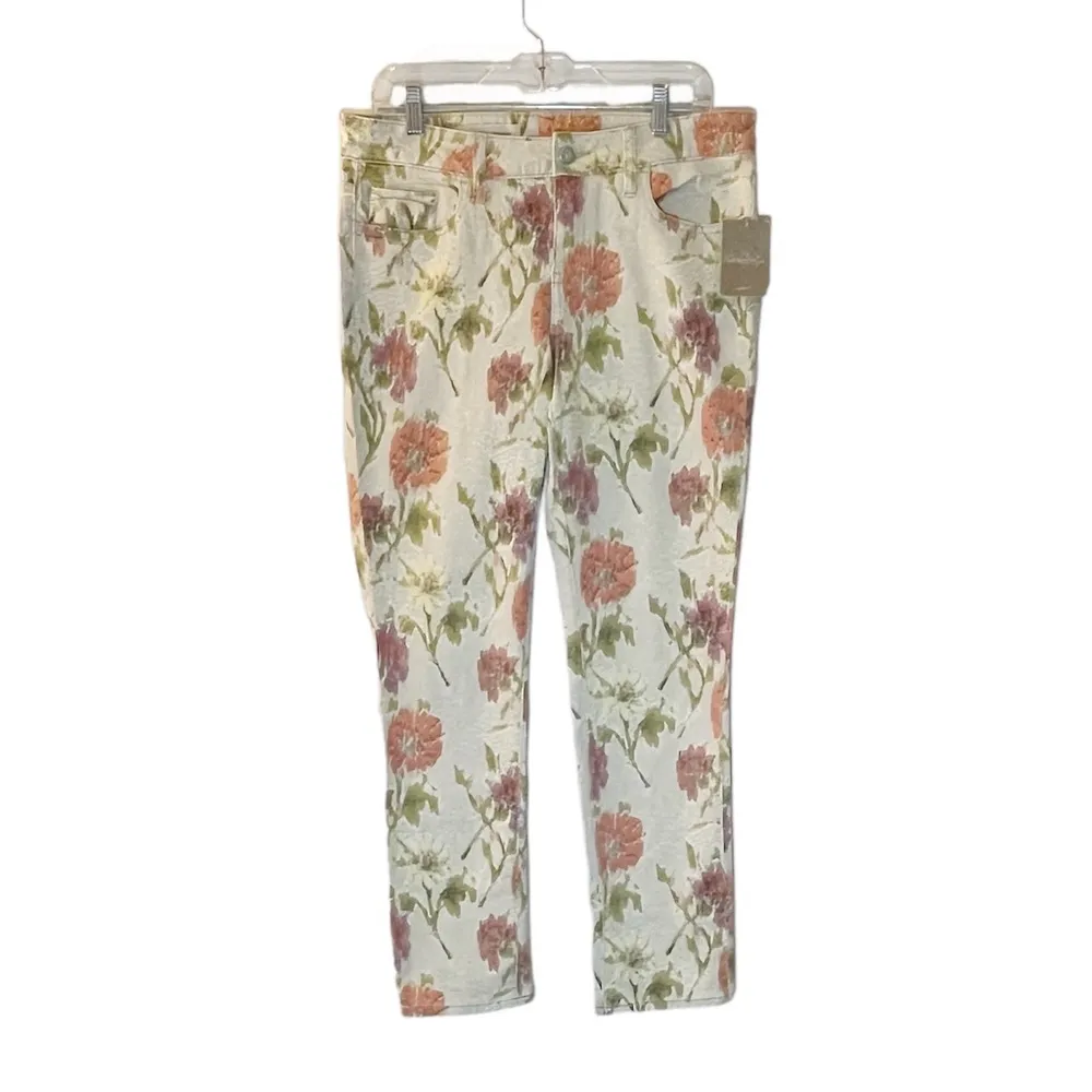 Pilcro NWT Anthropologie Floral Ikat Stet Slim Pants Jeans Size 31 - Image 3